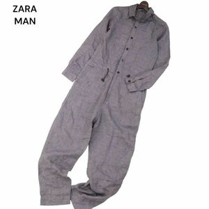 ZARA MAN ザラ マン 春夏 麻100%★ 長袖 リネン オールインワン つなぎ ジャンプスーツ Sz.S　メンズ グレー　I4T00745_3#M