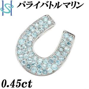 パライバトルマリン ペンダントトップ 0.45ct K18WG 馬蹄 ホースシュー 送料無料 美品 中古 SH105696