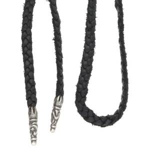 クロムハーツ Chrome Hearts LEATHER BRAID/スクロールレザーブレード シルバーネックレス 中古 OS06