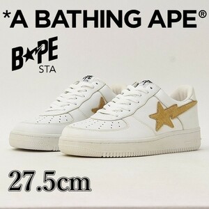 初期 新品●A BATHING APE ア ベイシング エイプ ハラコ×レザー BAPE STA ベイプスタ 白 ホワイト US9.5 / 27.5cm