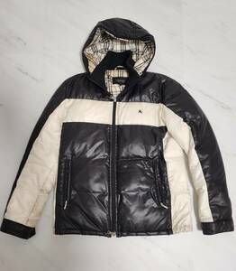 【レア】バーバリーブラックレーベル ダウンジャケット M チェック柄 グースダウン / BURBERRY BLACK LABEL 黒 白 ホワイト メンズ