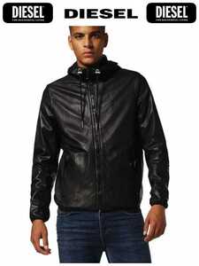 定価124,200円 17SS DIESEL ディーゼル国内正規品 L-MELVINS JACKET 最高級シープレザーメッシュライニングジップアップパーカー L 極美品