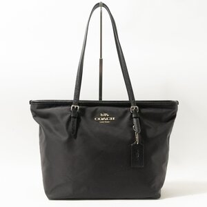 【1円スタート】COACH ナイロン トートバッグ F25907 ブラック 肩掛け A4可 オフィス鞄 レディース 仕事 かばん コーチ 小物 容量大