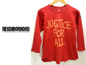 ●ネイバーフッド NEIGHBORHOOD エンジ七分丈TシャツS相当●DE