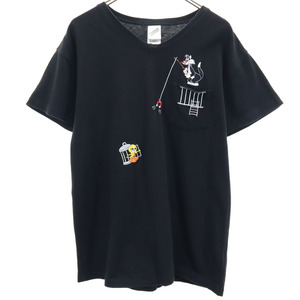 ワーナーブラザーススタジオストア 90s ルーニー・テューンズ トゥイーティー シルベスター オールド 半袖 Vネック Tシャツ S ポケT メンズ