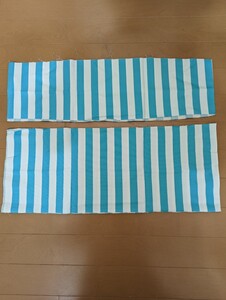 はぎれ2枚☆110cm×22cm、110cm16cm☆生地・布地☆水色と白のストライプ☆送料込み