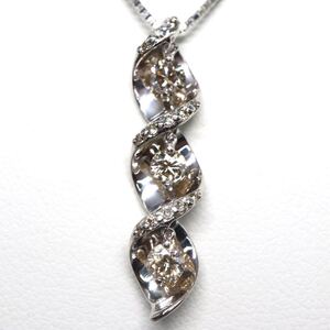 SALE品!!注目!!1円〜!!▲K18WG 天然ダイヤモンドネックレス▲ J 約4.7g 約44.0cm 0.53ct diamond pendant jewelry EE6/EF1 C278