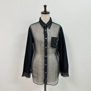 11aw 2011 希少 tricot COMME des GARCONS トリコ コム デ ギャルソン シースルー ドッキング シャツ 製品染め ブラック 系 サイズ M 612