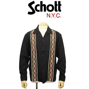 Schott (ショット) 3120005 2TONE ツートーン L/S SHIRT ロングスリーブシャツ 10(09)BLACK XL