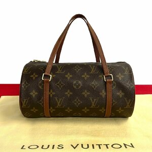 ほぼ未使用 袋付き LOUIS VUITTON ルイヴィトン ヴィンテージ パピヨン モノグラム レザー ハンドバッグ ミニ ボストンバッグ 茶 239-8