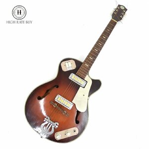 1円スタート Teisco テスコ Electric Guitar エレキギター 本体 弦楽器 楽器 6弦 音楽 器材 演奏 ブラウン ハードケース付 動作未確認