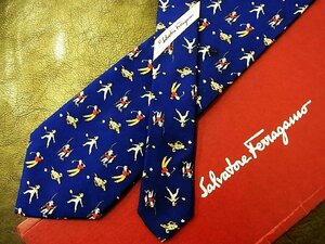 ★良品★3R05516【Ferragamo】フェラガモ「ゴルフ 釣り テニス 乗馬 柄」ネクタイ