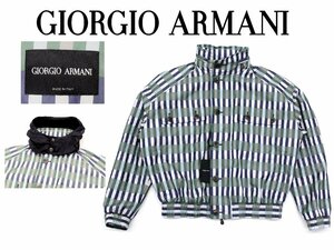 70万新品◆52=XL◆GIORGIO アルマーニ 撥水加工 フーディー内蔵ブルゾン 幾何学柄 1円