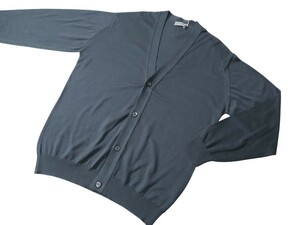  メンズ L ジョンスメドレー 最高級コットン 24ゲージ カーディガン S4578 GRANITE ダークグレー JOHN SMEDLEY ★Sweater Series