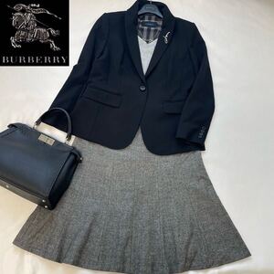 ◆大きいサイズ◆美品◆バーバリー◆BURBERRY 44-46/13-15号/XL-3L ストレッチジャケット&ツイードスカートスーツ 卒業式入学式 フォーマル