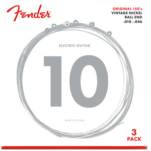 Fender Original 150 Guitar Strings, Pure Nickel Wound, Ball End, 150R .010-.046 Gauges, 3-Pack エレキギター弦〈フェンダー〉