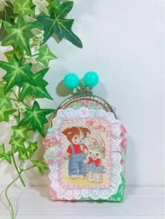 がま口ポーチ✩.*˚メリーボンボンmint✩.*˚ハンドメイド✩.*˚