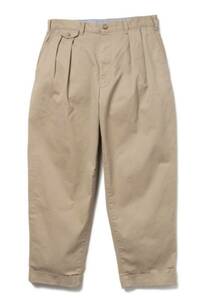 BEAMS PLUS ビームスプラス 2 Pleats Twill 2プリーツ ツイル パンツ KHAKI XL 現行品