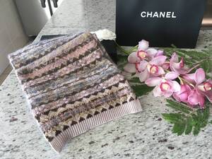 ★正規品★CHANEL★ロングニットマフラー★ロゴ入り金具付き★ピンク系★