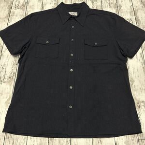 90s ARMANI EXCHANGE A|X アルマーニ ストライプ 半袖シャツ RAYON70% POLYESTER28% POLYYURETHAN2%