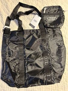 未使用★アウディコレクション/ Audi Collection 割と大きめ トートバッグ/エコバッグ　収納袋付き 　黒/ブラック　純正　正規品★