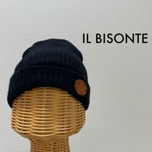 IL BISONTE イルビゾンテ ニット帽 キャップ 帽子 ビーニー ワッチ アクリル オールシーズン ブラック 玉SS1656