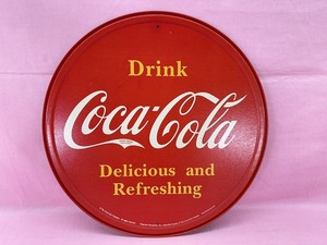 240522★☆コカ・コーラ　Coca-Cola　丸型　ブリキ看板　プレート　雑貨　現状品☆★