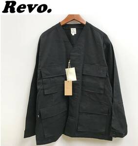 未使用品 /1/ Revo. ブラック ノーカラージャケット シャツ ミリタリー ポケット ライトアウター メンズ レディース カジュアル 黒 レヴォ