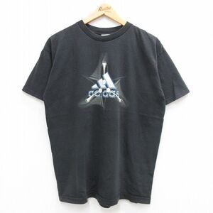 L/古着 アディダス adidas 半袖 ビンテージ Tシャツ メンズ 90s ビッグロゴ コットン クルーネック 黒 ブラック spe 24jun19 中古