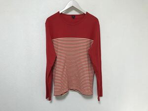 本物ポールスミスPS PAULSMITHコットンボーダー柄長袖TシャツロンTアメカジビジネススーツメンズL赤レッド日本製