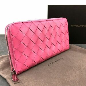 送料込み！ 極美品 BOTTEGAVENETA ジップウォレット ピンク マキシイントレ 箱付き 191