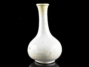 【雲】某収集家放出品 韓国 李朝 白釉花瓶 飾壺 高さ26.5cm 古美術品(朝鮮高麗徳利旧家蔵出)Y832 UTDpx9v