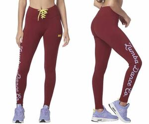 Zumba Dance Co. Laced Up Waistband Ankle Leggings ズンバ　ウェア　レースアップ　レギンス　ボルドー