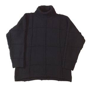 ISSEY MIYAKE MEN イッセイミヤケメン タートルネックニット セーター ウール チェック ブラック M (ma)