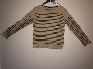 HARE 7分袖 長袖 シャツ サイズS ベージュ ネイビー ボーダー ハレ H&M カットソー USED古着 即決 GAP H&M ZARA HARE バナナリパブリック