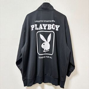 特大サイズ！ビッグロゴ◎【PLAYBOY】プレイボーイ トラックジャケット ブラック ジャージ スポーツ ジム ウェア メンズ サイズ4L/Y21280SS