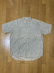 80s USA製 OLD STUSSY 総柄 半袖シャツ M 黒タグ ボタンダウンシャツ ビンテージ