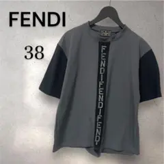 FENDI フェンディSサイズ　ロゴ刺繍 スパンデックス Tシャツ　レディース