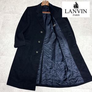 繊維の宝石★極上ピュアカシミヤ100%使用!!!美品◎LANVIN BOUTIQUE ランバン チェスターコート ロング ネイビー Lサイズ相当