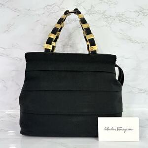 フェラガモ Ferragamo ハンドバッグ トートバッグ ヴァラチェーン 黒 g00469