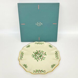 未使用品 LENOX レノックス HOLIDAY CAKE PL ケーキプレート 大皿 29.5cm/ホワイトハウス公式晩餐会ディナーウェア [F6697]