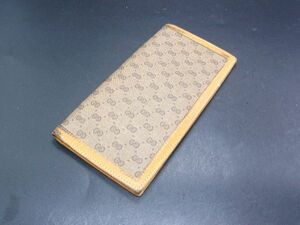 GUCCI グッチ 034 001 0908 PVC×レザー マイクロGG柄 二つ折り 長財布 ウォレット 札入れ ブラウン系 DG7114