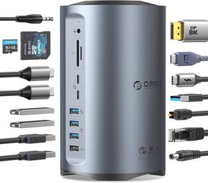 OY106 ORICO 15-in-1 Thunderbolt3 ドッキングステーション(60W PD充電/4K@60Hz出力/40Gbpsデータ伝送) 