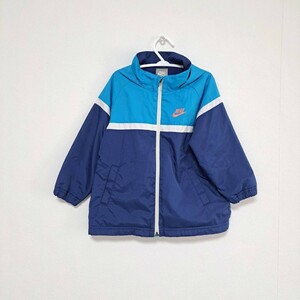 NIKE ナイキ パーカー 薄手ジャケット 袖口ゴム キッズ サイズ100 ブルー フード ジップアップ 男の子 子供服 95～105【Y054】