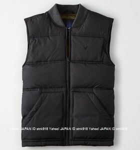 〓ラス２!! アメリカンイーグル/US M/AE Rib Neck Puffer ダウンベスト/Black