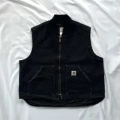 90s Carhartt カーハート ダックベスト ブラック 腰ゴム USA製