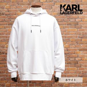 2023AW/KARL LAGERFELD/XLサイズ/パーカー 705269 533910 スウェット快適 バックプリント ストリート モード 新品/白/ホワイト/jc105/