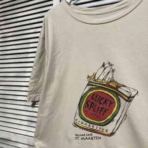 AHDV 1スタ ベージュ ジョイント Tシャツ タバコ ラッキーストライク ガンジャ 大麻 - 90s 00s ビンテージ 古着 ベール 卸 仕入れ