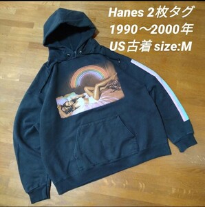 ☆送料無料☆　マライヤ・キャリー　レインボー　Hanes　2枚タグ　US古着 ミュージックパーカー　スウェットパーカー Vintage Men