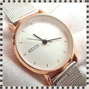 【 美品 】 KEVIN メッシュウォッチ 3068 クォーツ 3針 26.5mm レディース 腕時計 ケビン